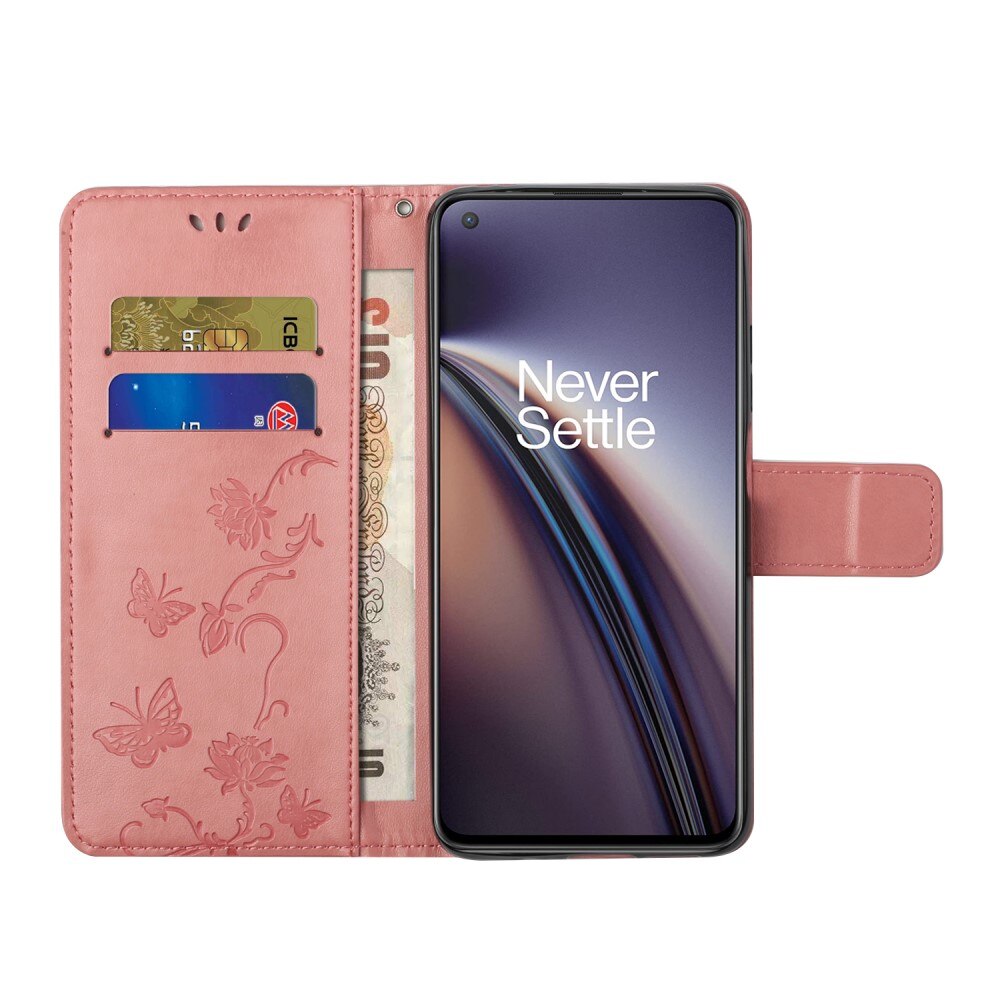 Custodia in pelle a farfalle per  OnePlus Nord CE 5G, Rosa