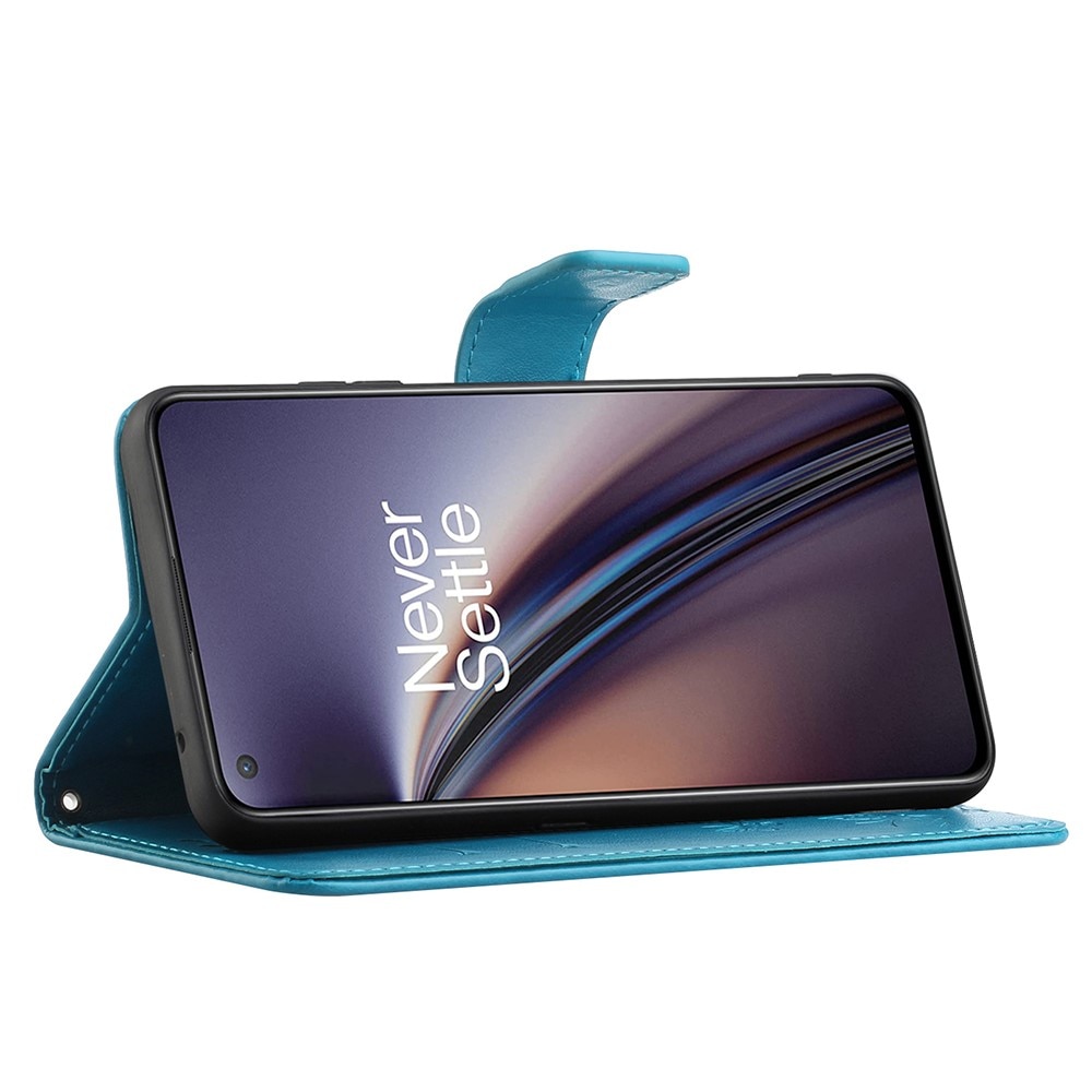Custodia in pelle a farfalle per OnePlus Nord 2 5G, blu