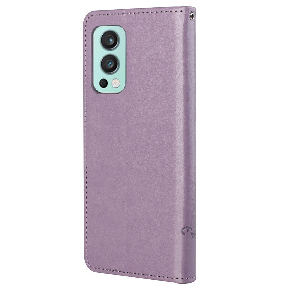 Custodia in pelle a farfalle per OnePlus Nord 2 5G, viola