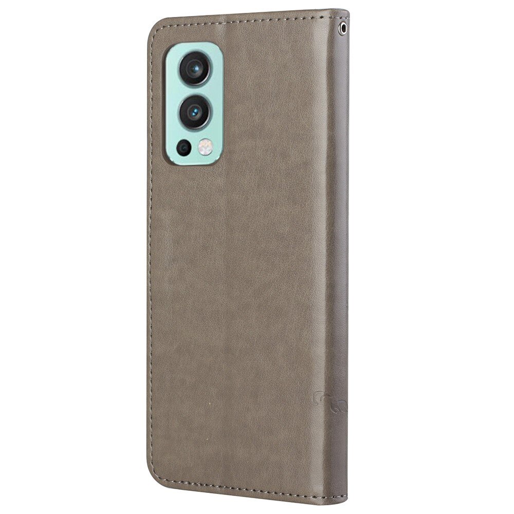 Custodia in pelle a farfalle per  OnePlus Nord 2 5G, Grigio