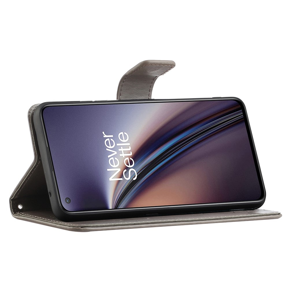 Custodia in pelle a farfalle per  OnePlus Nord 2 5G, Grigio