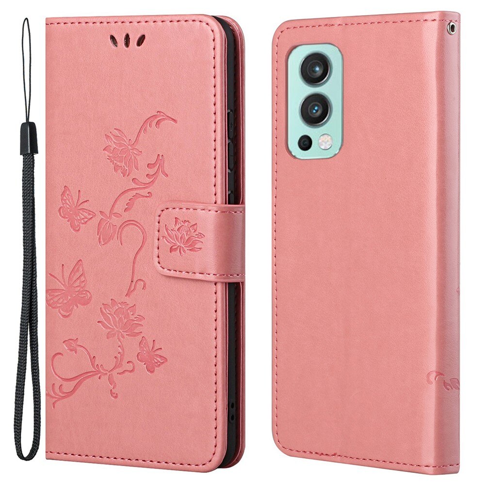 Custodia in pelle a farfalle per  OnePlus Nord 2 5G, Rosa