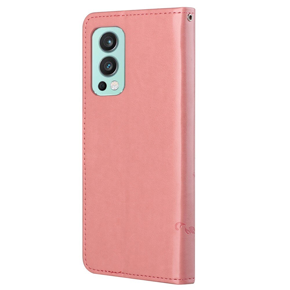 Custodia in pelle a farfalle per  OnePlus Nord 2 5G, Rosa