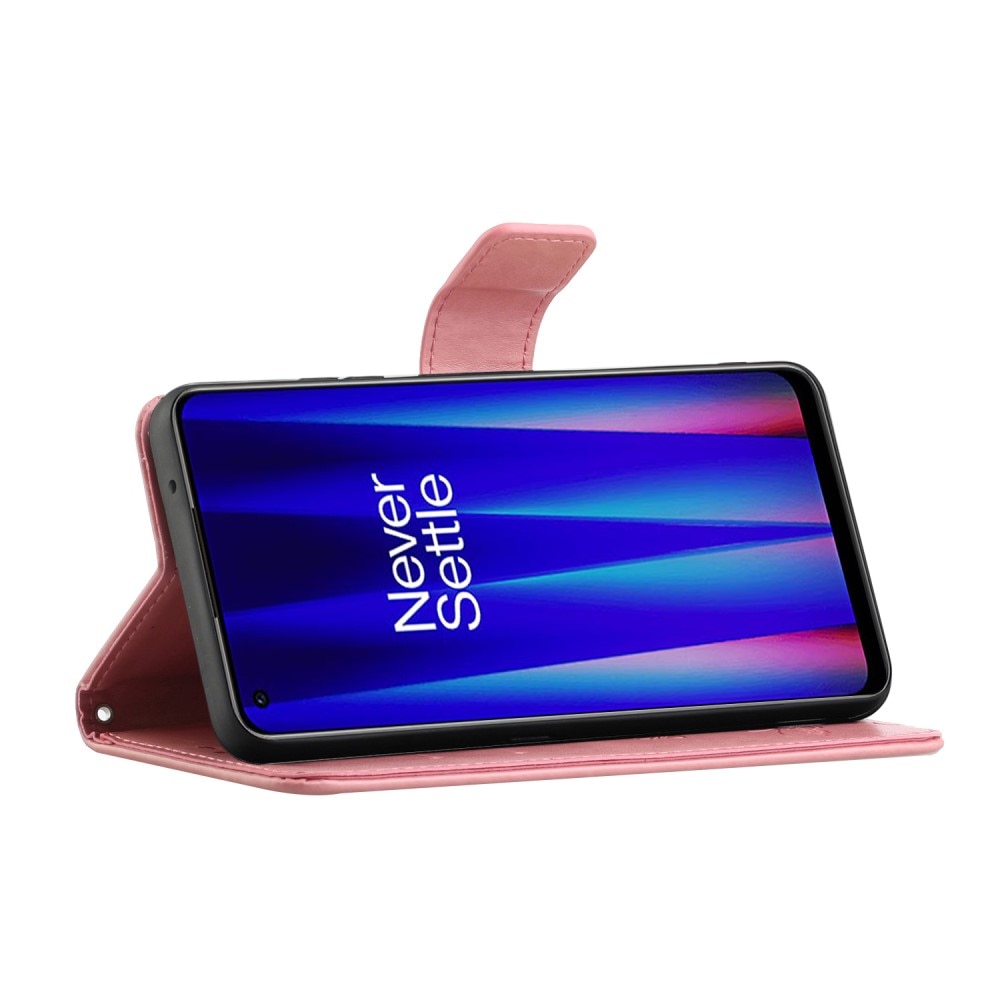 Custodia in pelle a farfalle per OnePlus Nord CE 5G, rosa