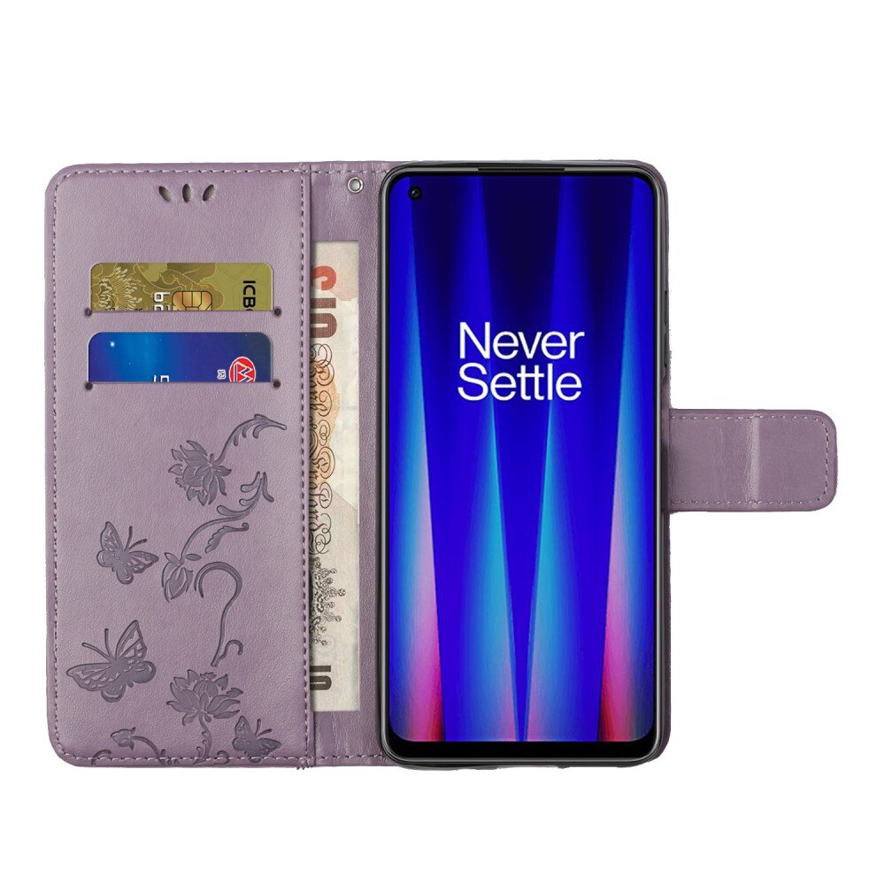 Custodia in pelle a farfalle per  OnePlus Nord CE 5G, Viola