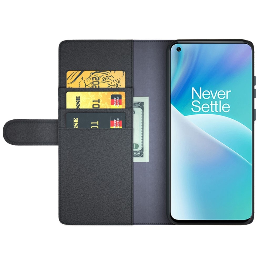 Custodia a portafoglio in vera pelle OnePlus Nord 2T 5G, nero