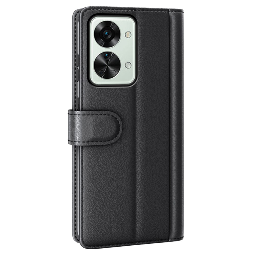 Custodia a portafoglio in vera pelle OnePlus Nord 2T 5G, nero
