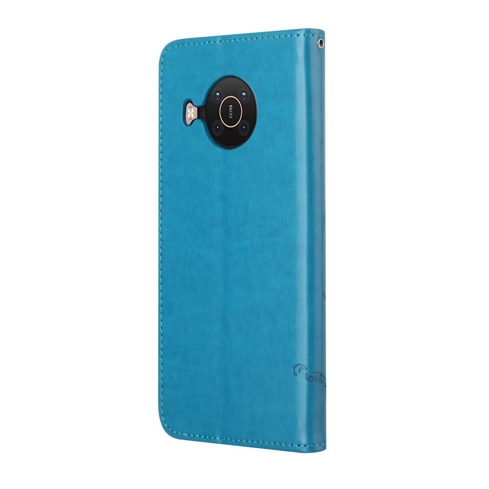 Custodia in pelle a farfalle per Nokia X20/X10, Blu