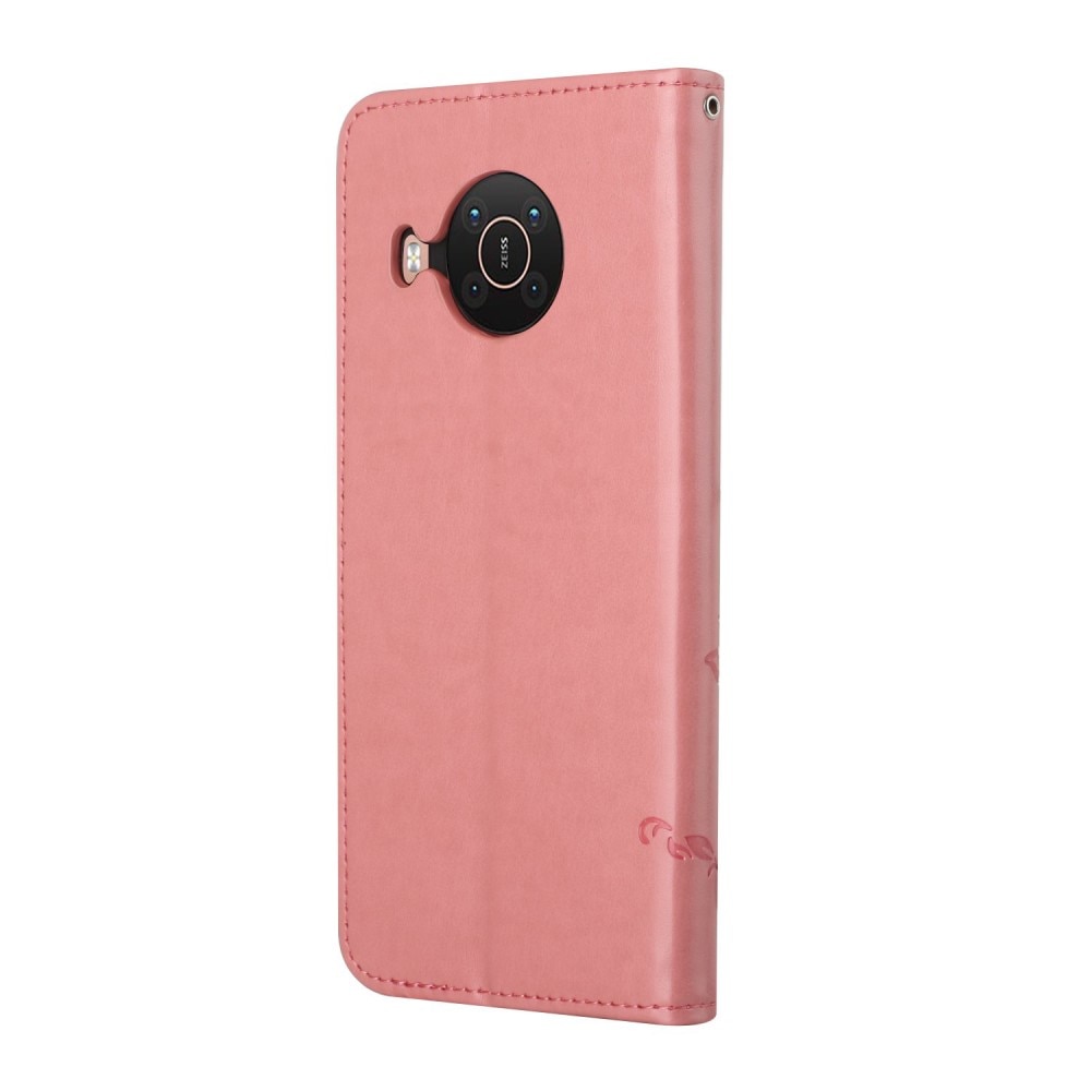 Custodia in pelle a farfalle per Nokia X10/X20, rosa