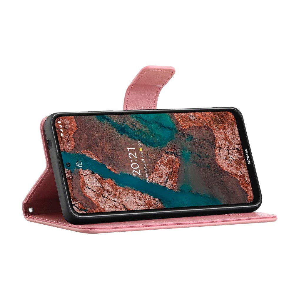 Custodia in pelle a farfalle per Nokia X20/X10, Rosa
