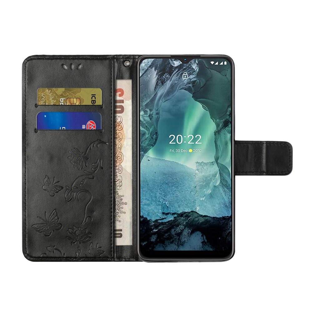 Custodia in pelle a farfalle per  Nokia G11/Nokia G21, Nero