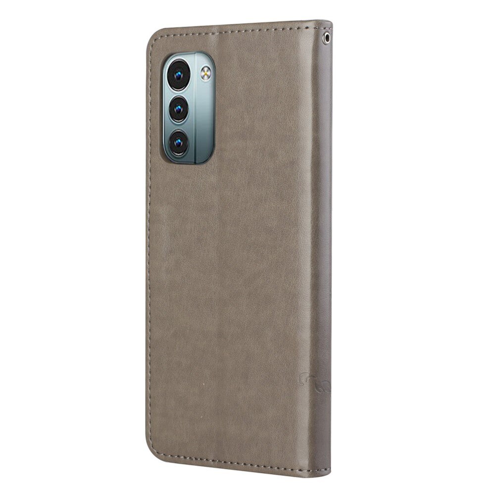 Custodia in pelle a farfalle per  Nokia G11/Nokia G21, Grigio