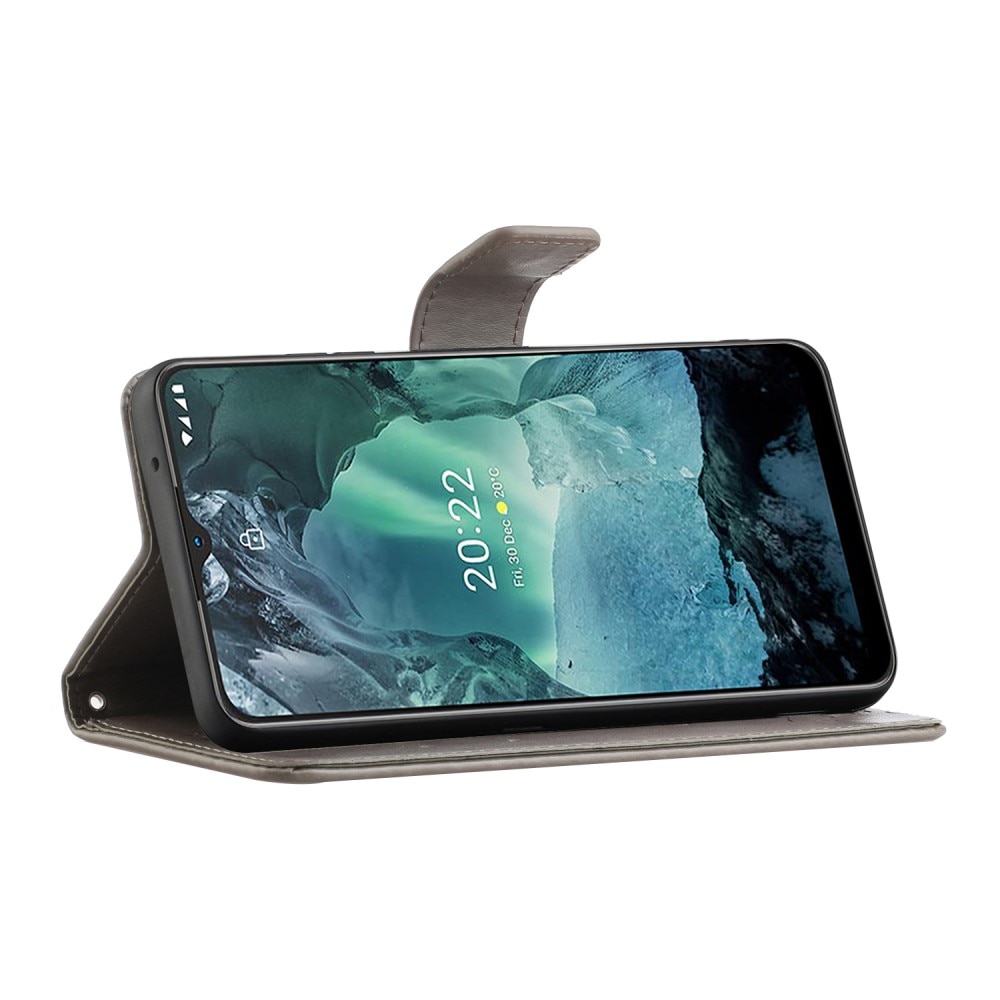 Custodia in pelle a farfalle per  Nokia G11/Nokia G21, Grigio