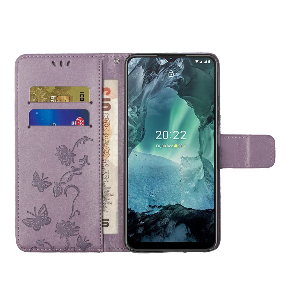 Custodia in pelle a farfalle per  Nokia G11/Nokia G21, Viola