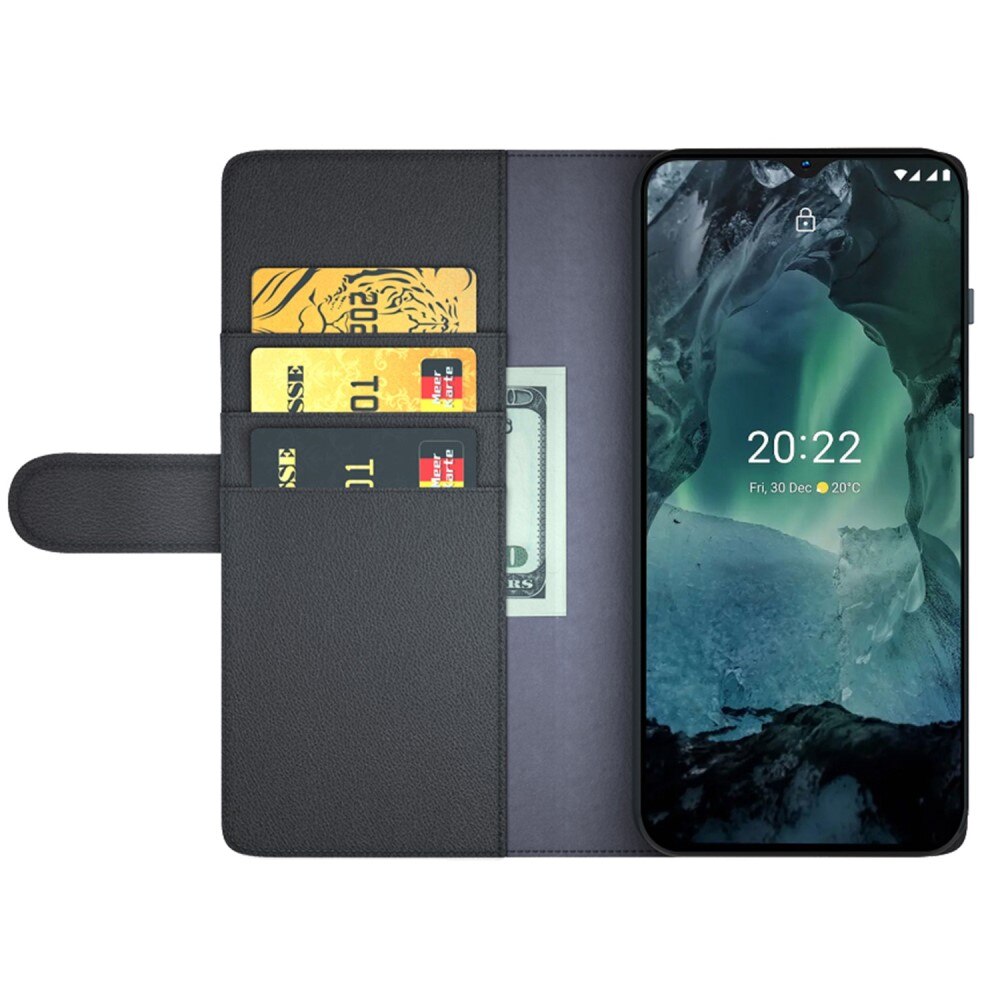 Custodia a portafoglio in vera pelle  Nokia G11/Nokia G21, Nero