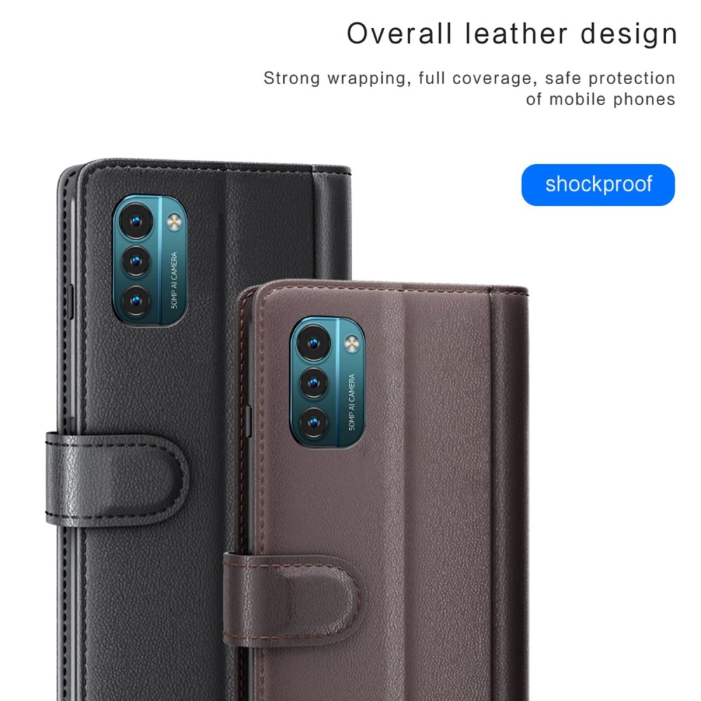 Custodia a portafoglio in vera pelle  Nokia G11/Nokia G21, Nero