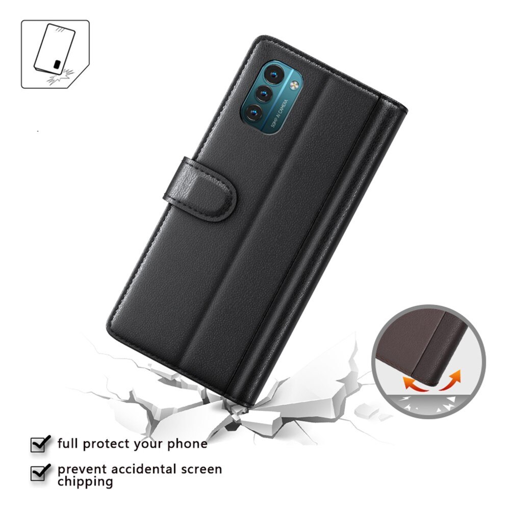 Custodia a portafoglio in vera pelle  Nokia G11/Nokia G21, Nero