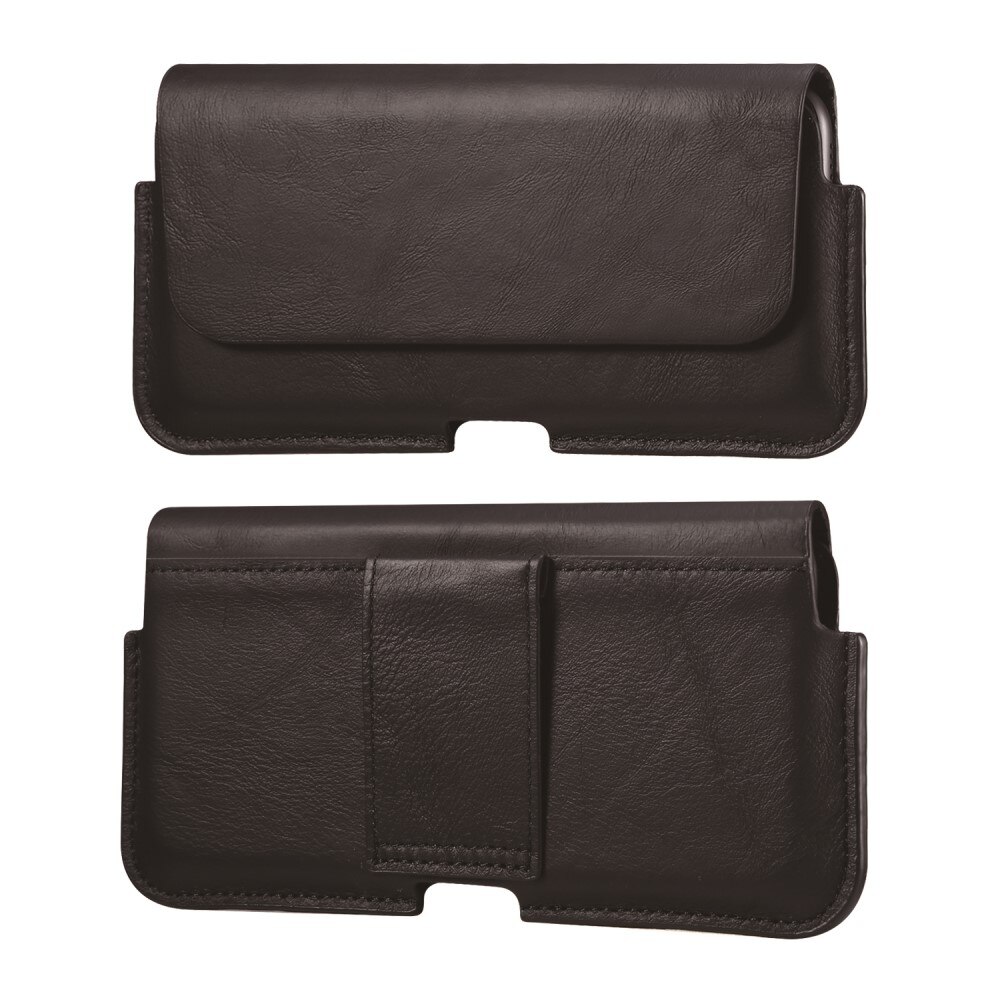 Marsupio in pelle vera per cellulare XL, nero