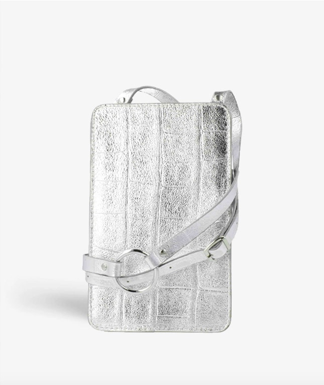 Smart Crossbody Borsa Croco Argento