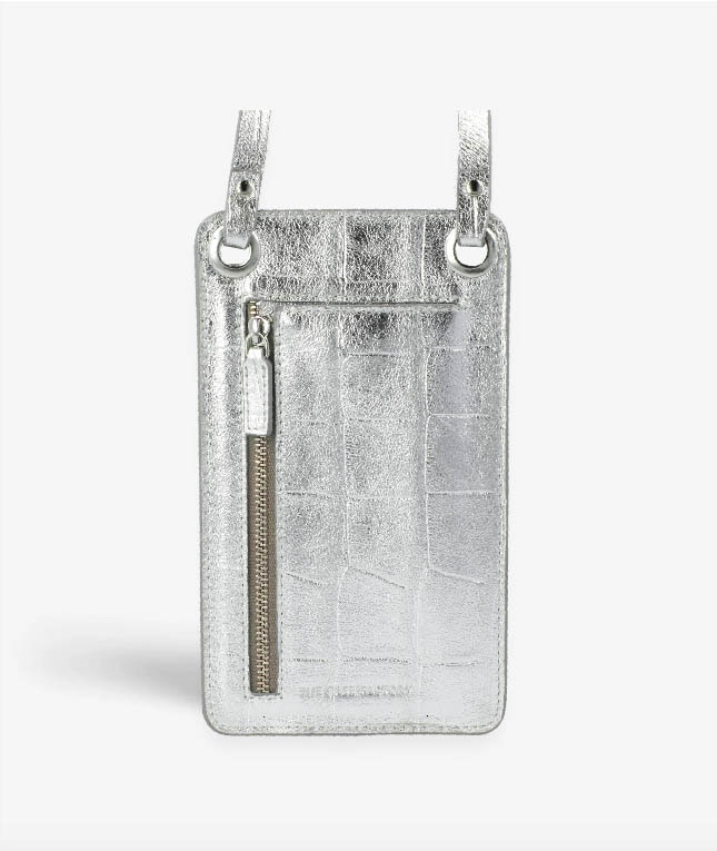 Smart Crossbody Borsa Croco Argento
