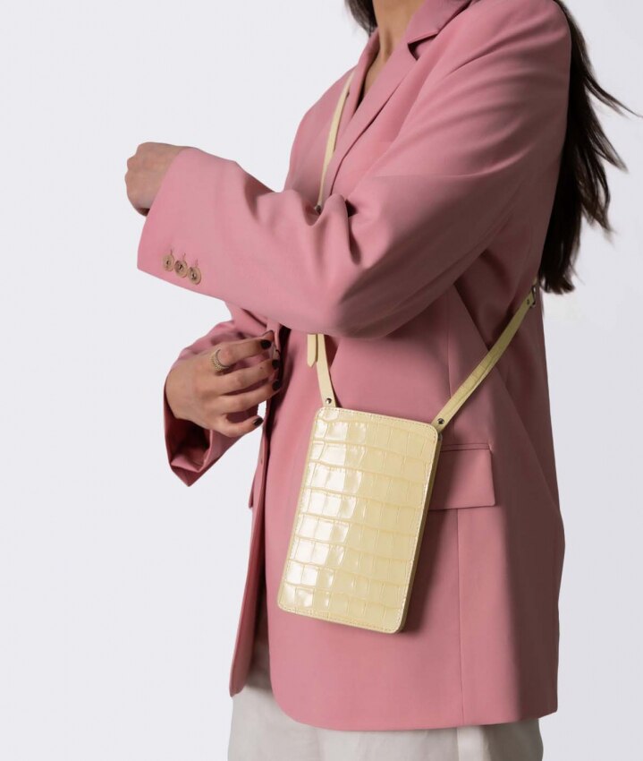 Smart Crossbody Borsa Croco Yellow