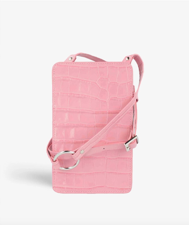Smart Crossbody Borsa Croco Rosa