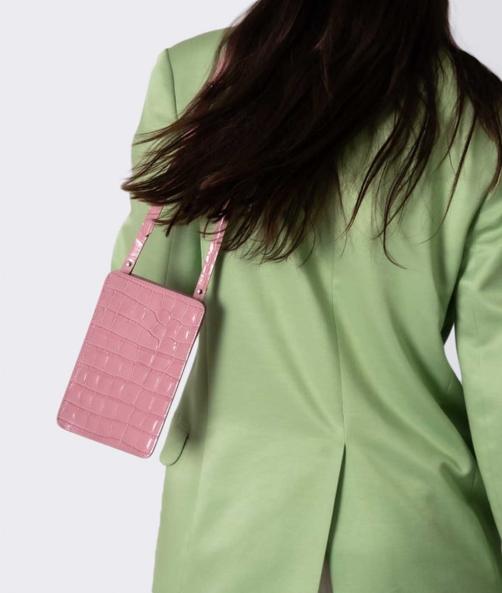 Smart Crossbody Borsa Croco Rosa