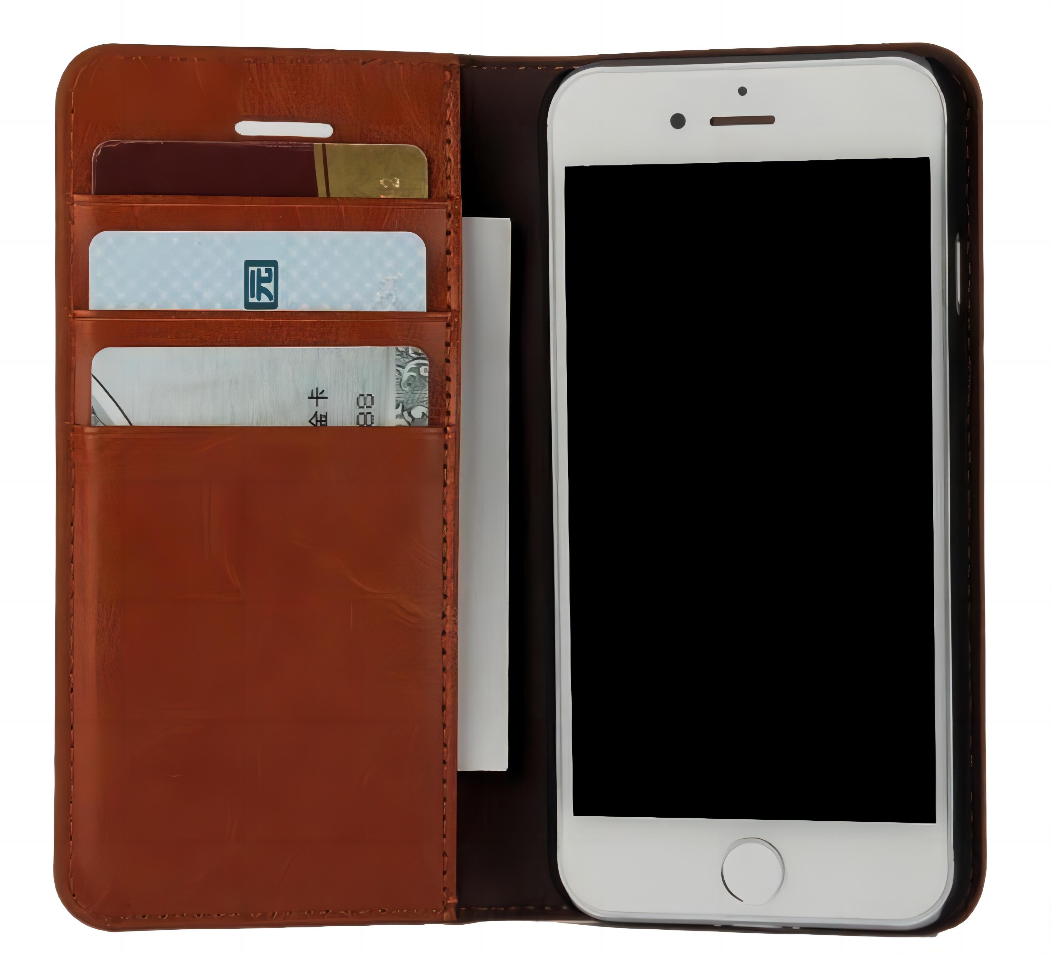 Cover Portafoglio in vera pelle iPhone SE (2022) marrone