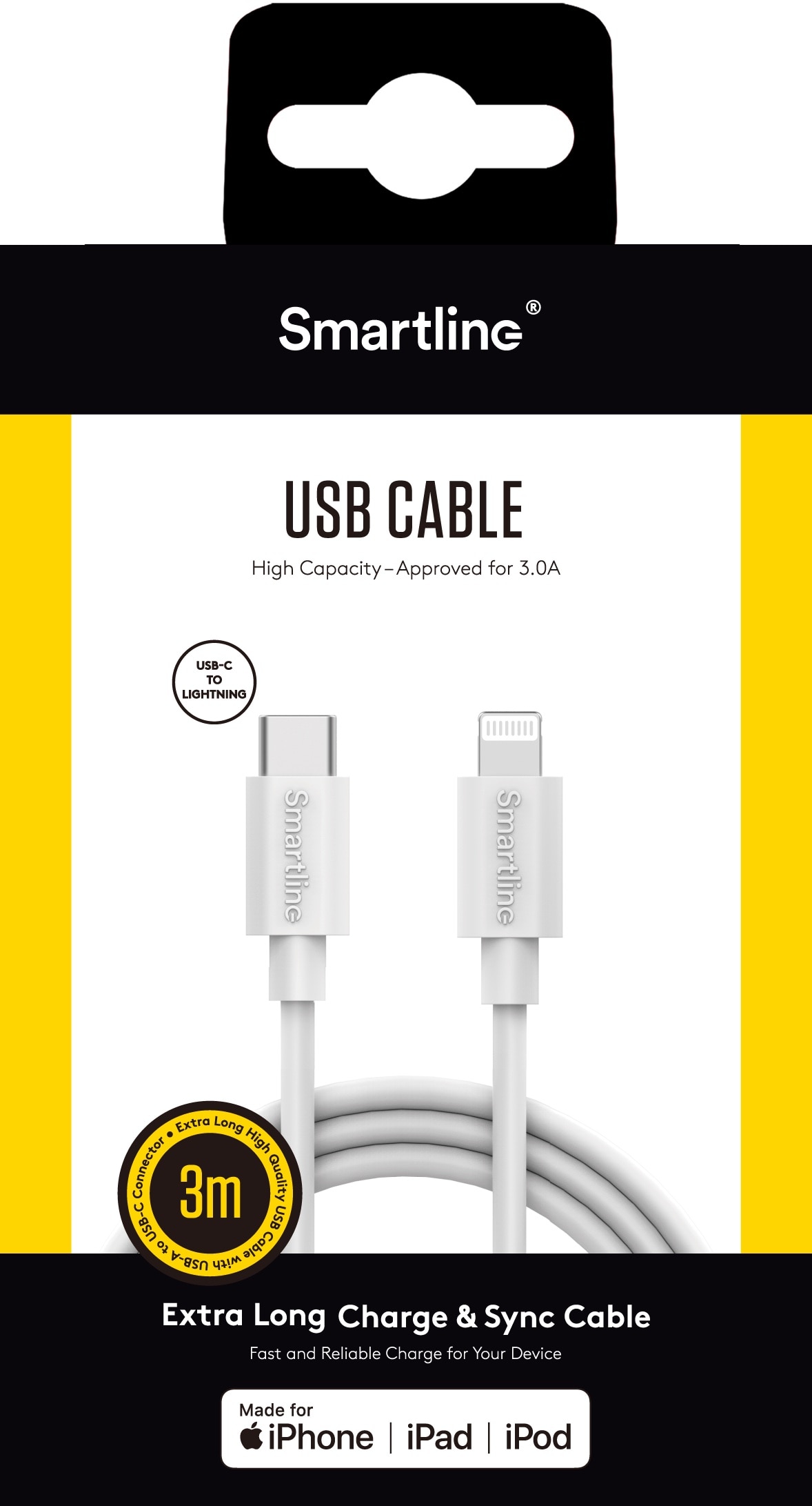 Cavo da USB-C a Lightning 3 metio bianco