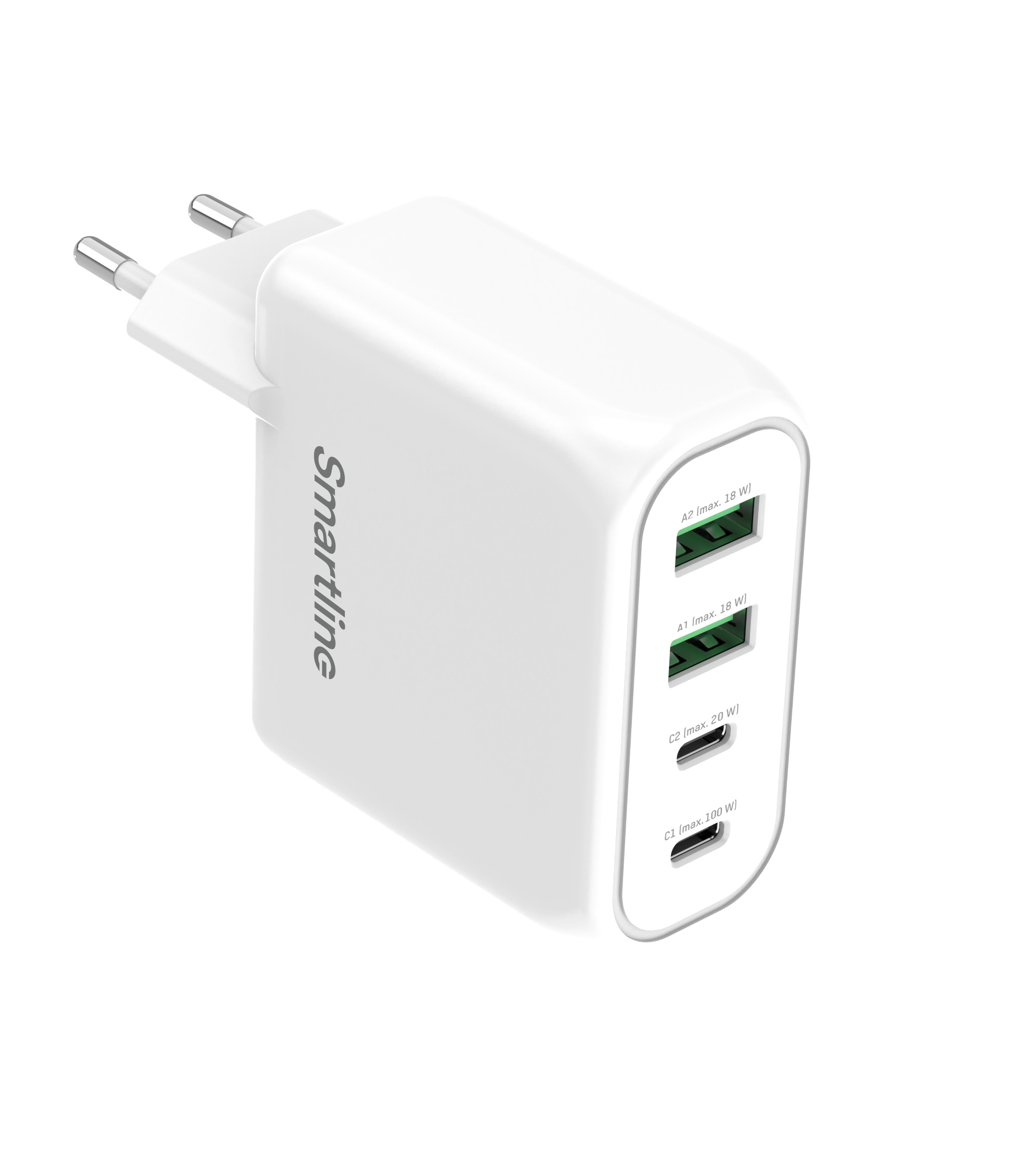 Caricatore da parete PD 100W 4 Port USB-C + USB-A, bianco