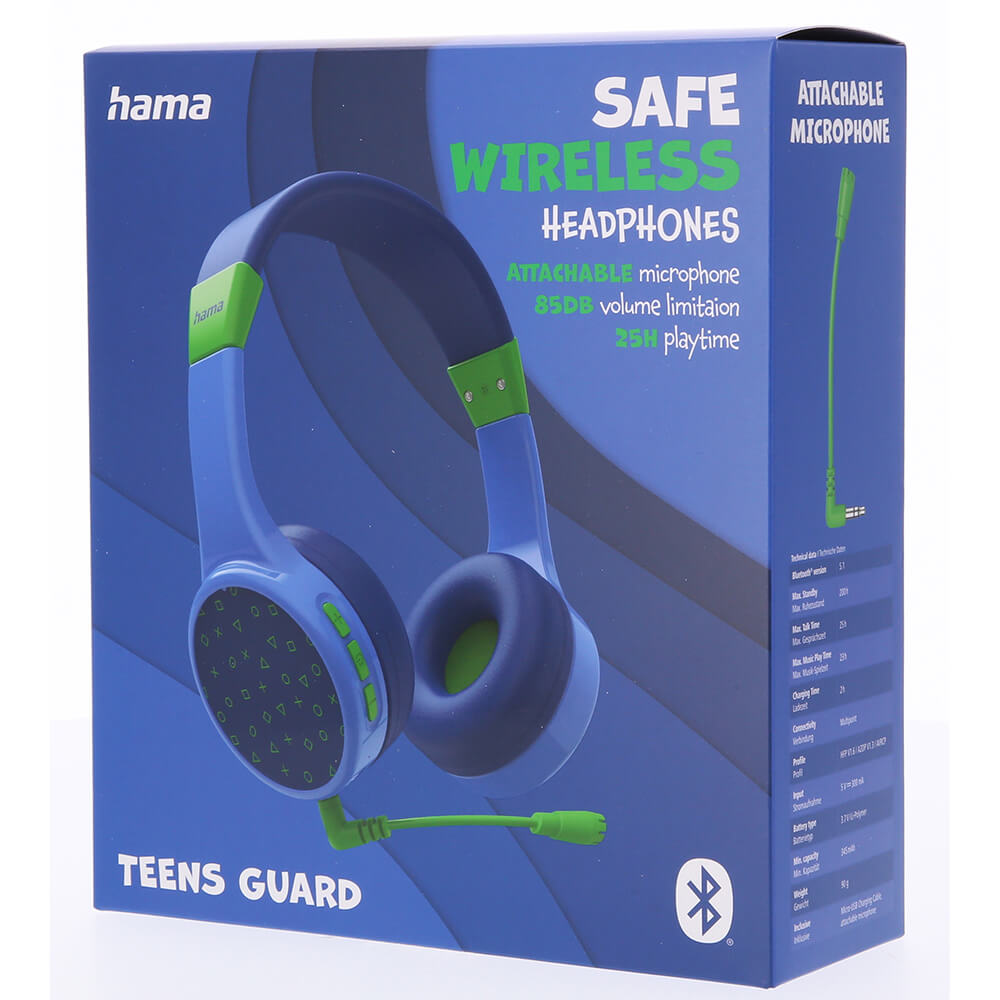 Cuffie wireless Teens Guard On-Ear  per bambini, blu