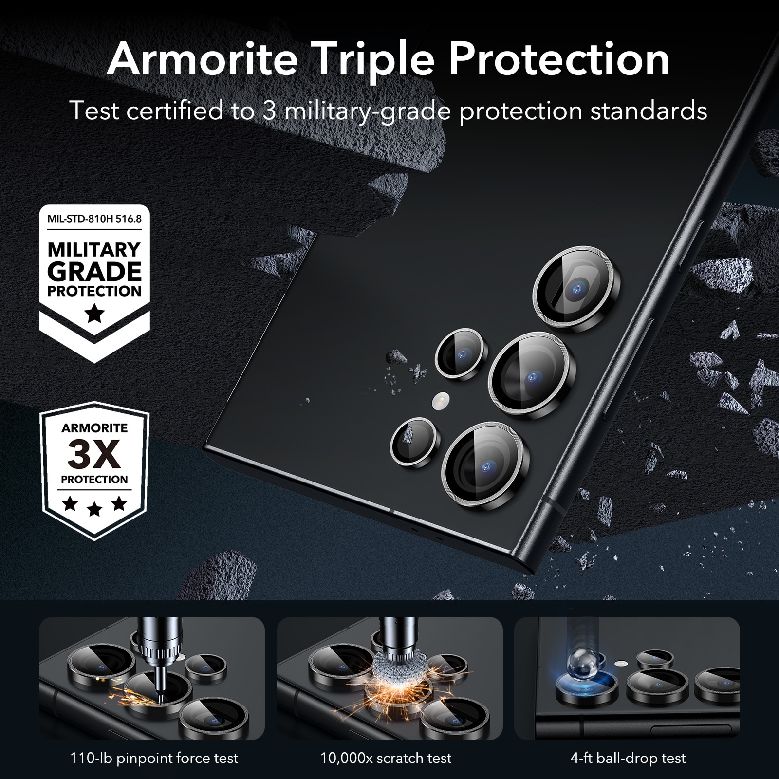 Armorite Camera Lens Protector (2 pezzi) Samsung Galaxy S24 Ultra Black