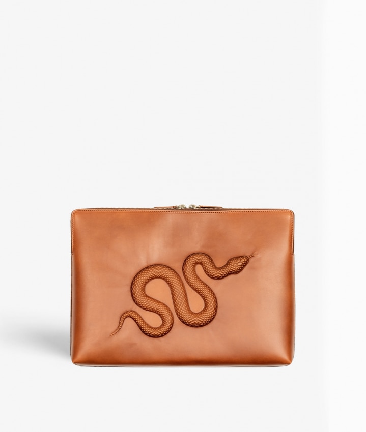 Borsa per laptop 15" Snake Vegetable Marrone