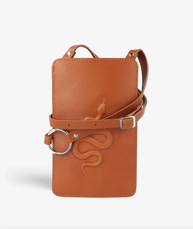 Smart Crossbody Borsa Vegetable Tanned Snake Marrone