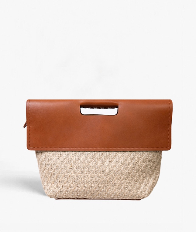 Classy Bag Jute Leather Vegetable Tanned Marrone