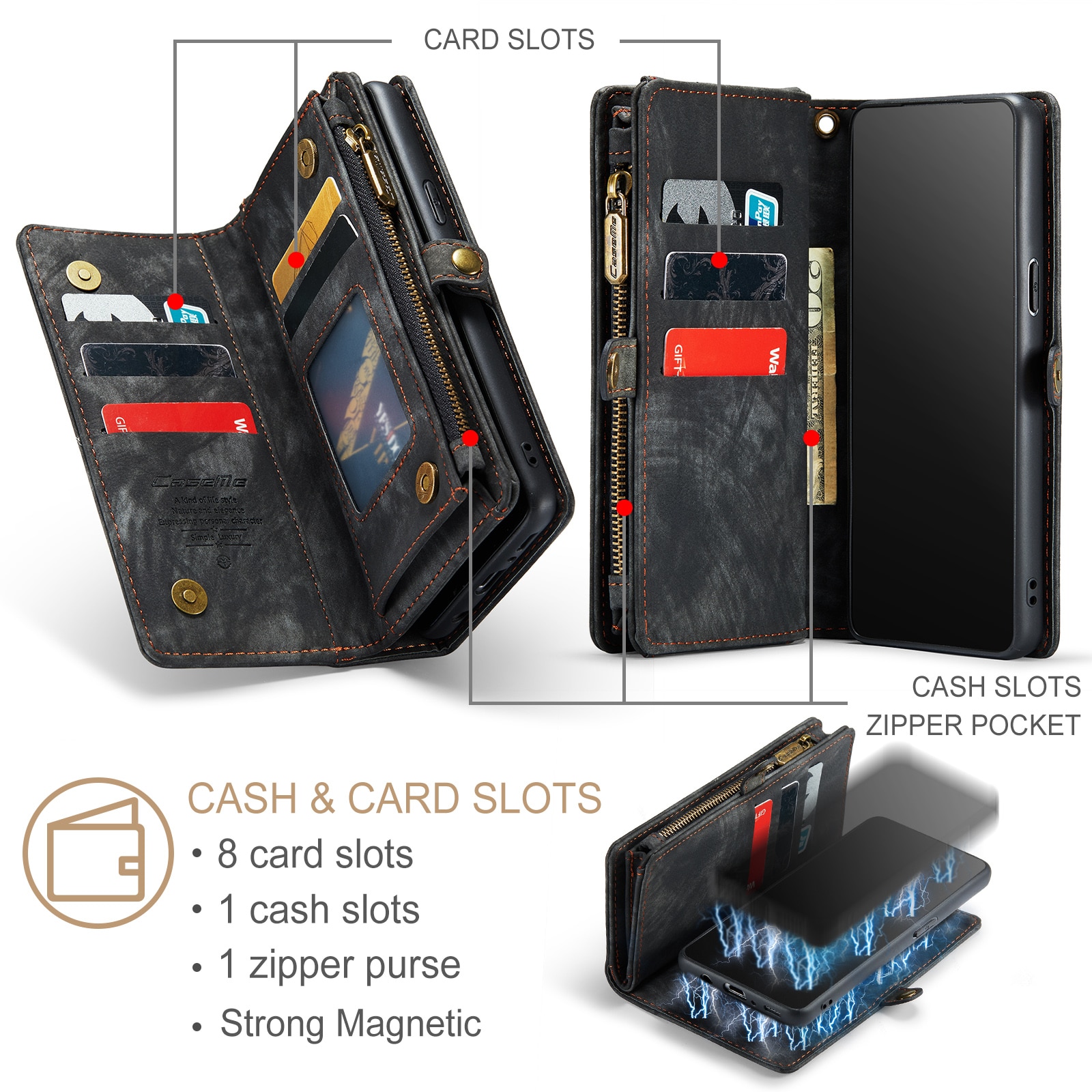 Cover portafoglio Multi-Slot Samsung Galaxy S9 Grigio