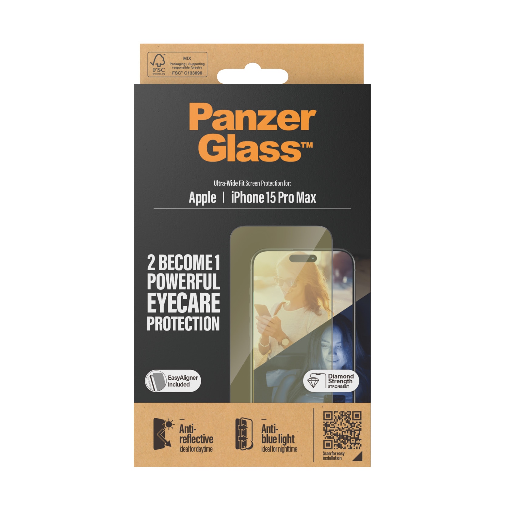 iPhone 15 Pro Max Eyecare Screen Protector (with EasyAligner) Ultra Wide Fit