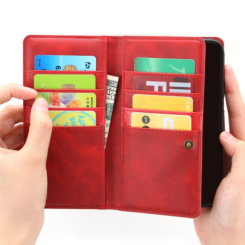 Multi-Slot Cover Portafoglio in pelle iPhone 13 Rosso