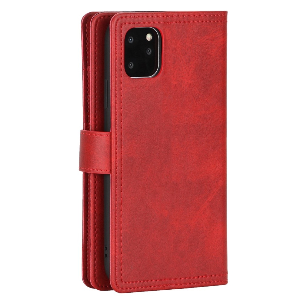 Multi-Slot Cover Portafoglio in pelle iPhone 13 Rosso