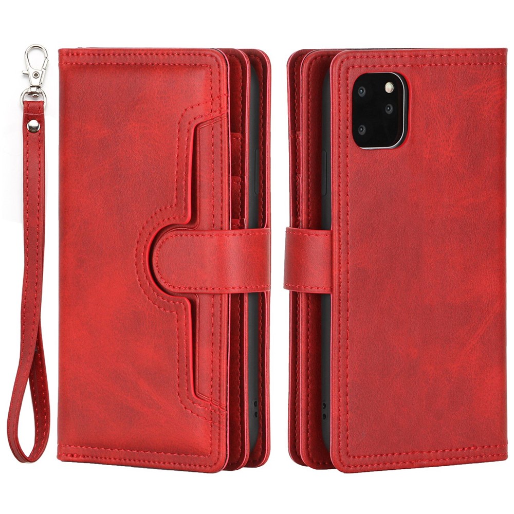 Multi-Slot Cover Portafoglio in pelle iPhone 13 Rosso