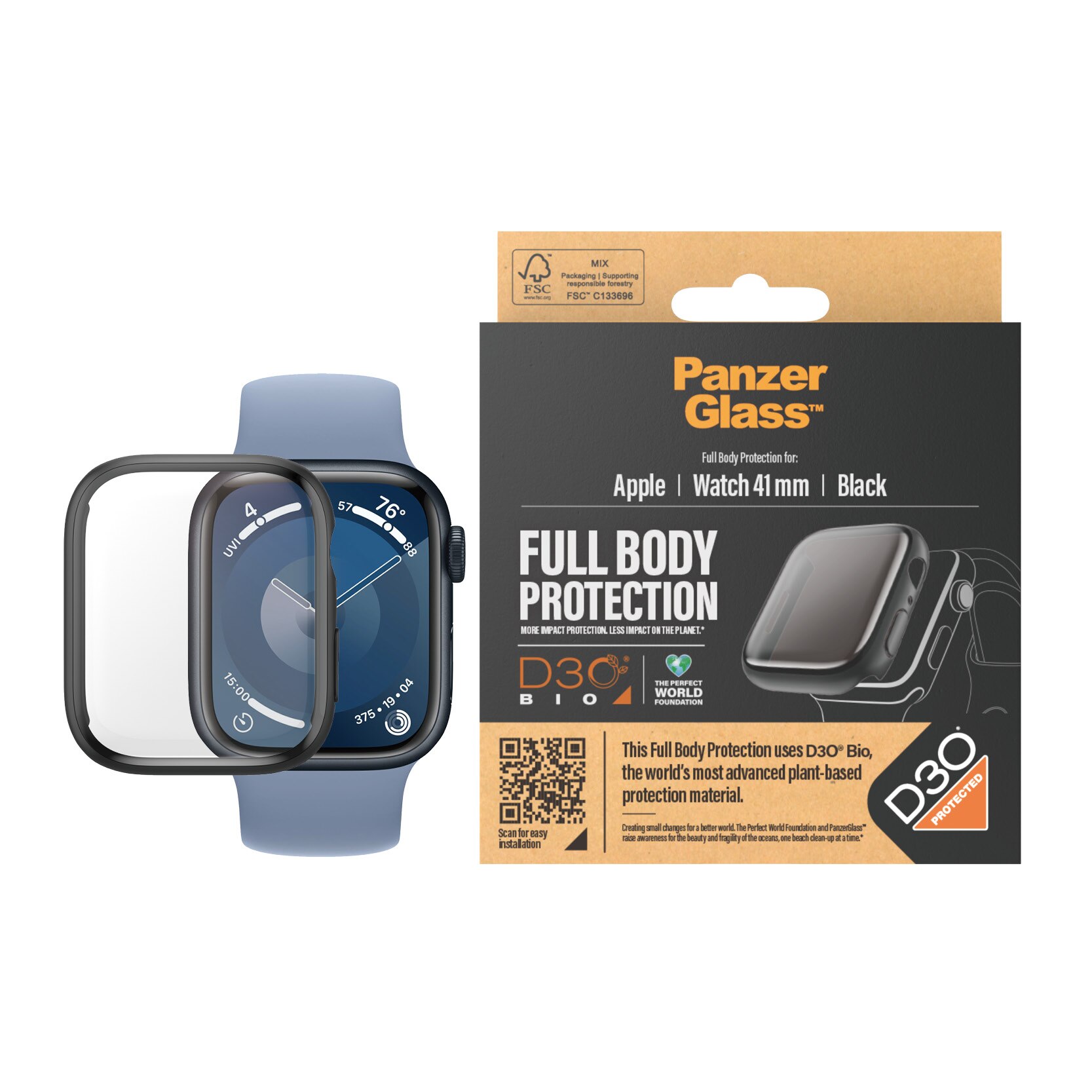Full Body D3O Cover Apple Watch Series 8 41mm Nero