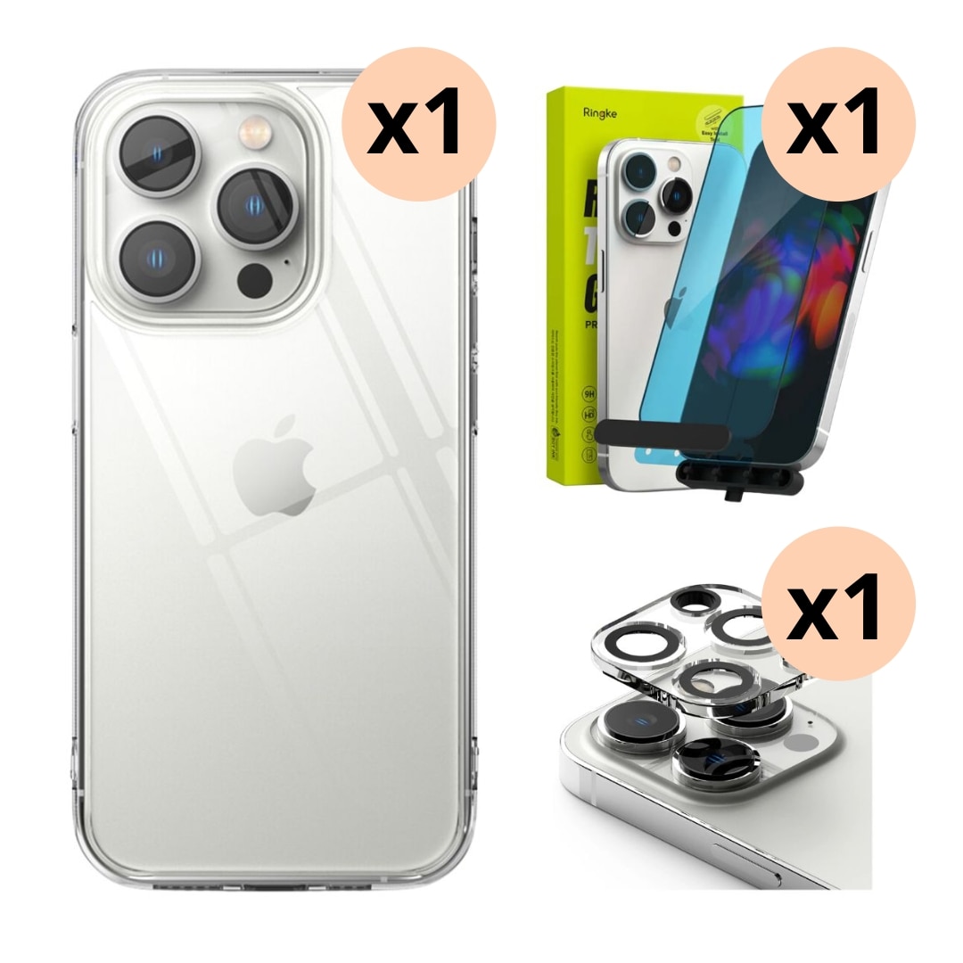 Kit completo per iPhone 14 Pro Max: Cover, proteggischermo e protettore fotocamera