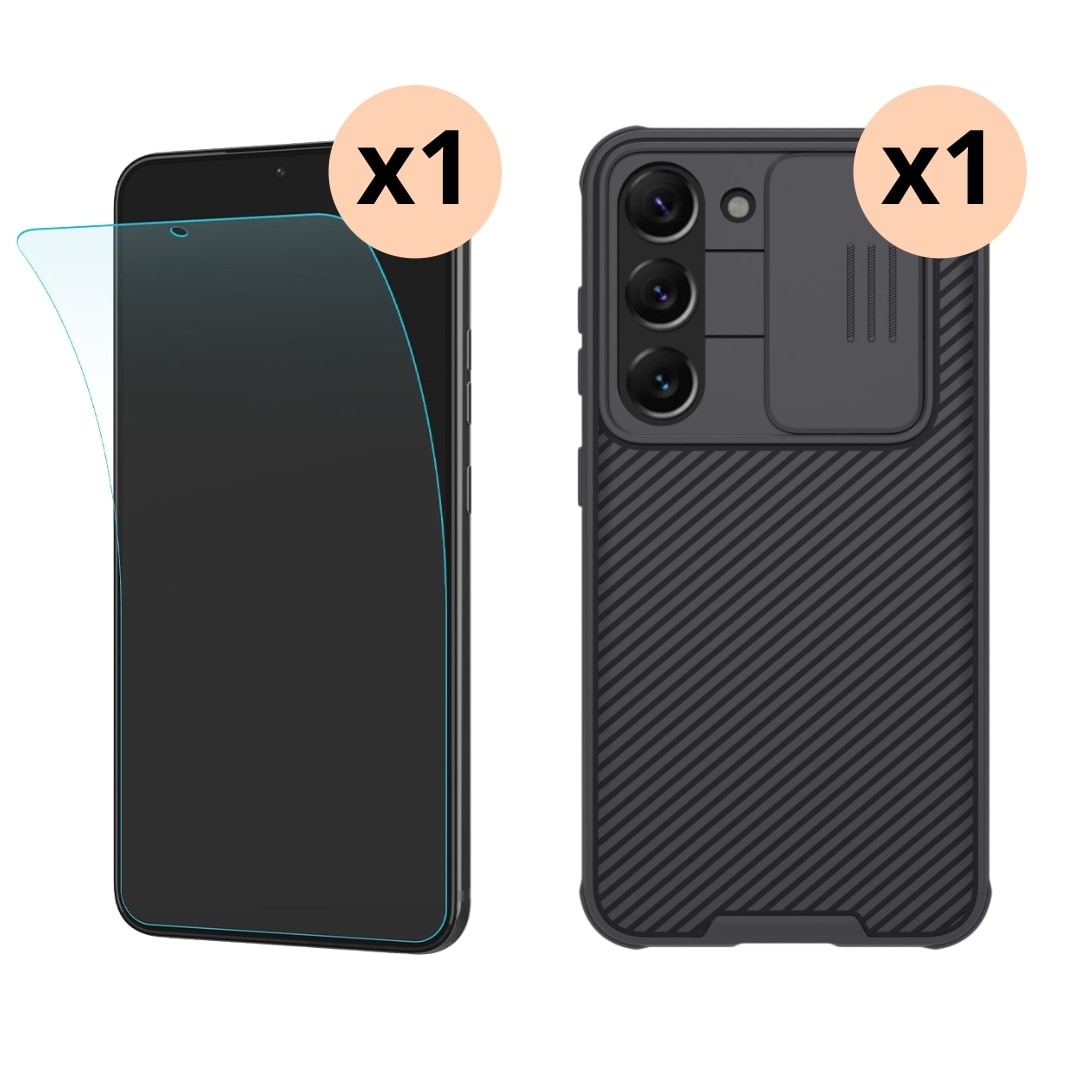 Kit per Samsung Galaxy S23 Plus: Cover CamShield  e Screen Protector Neo Flex