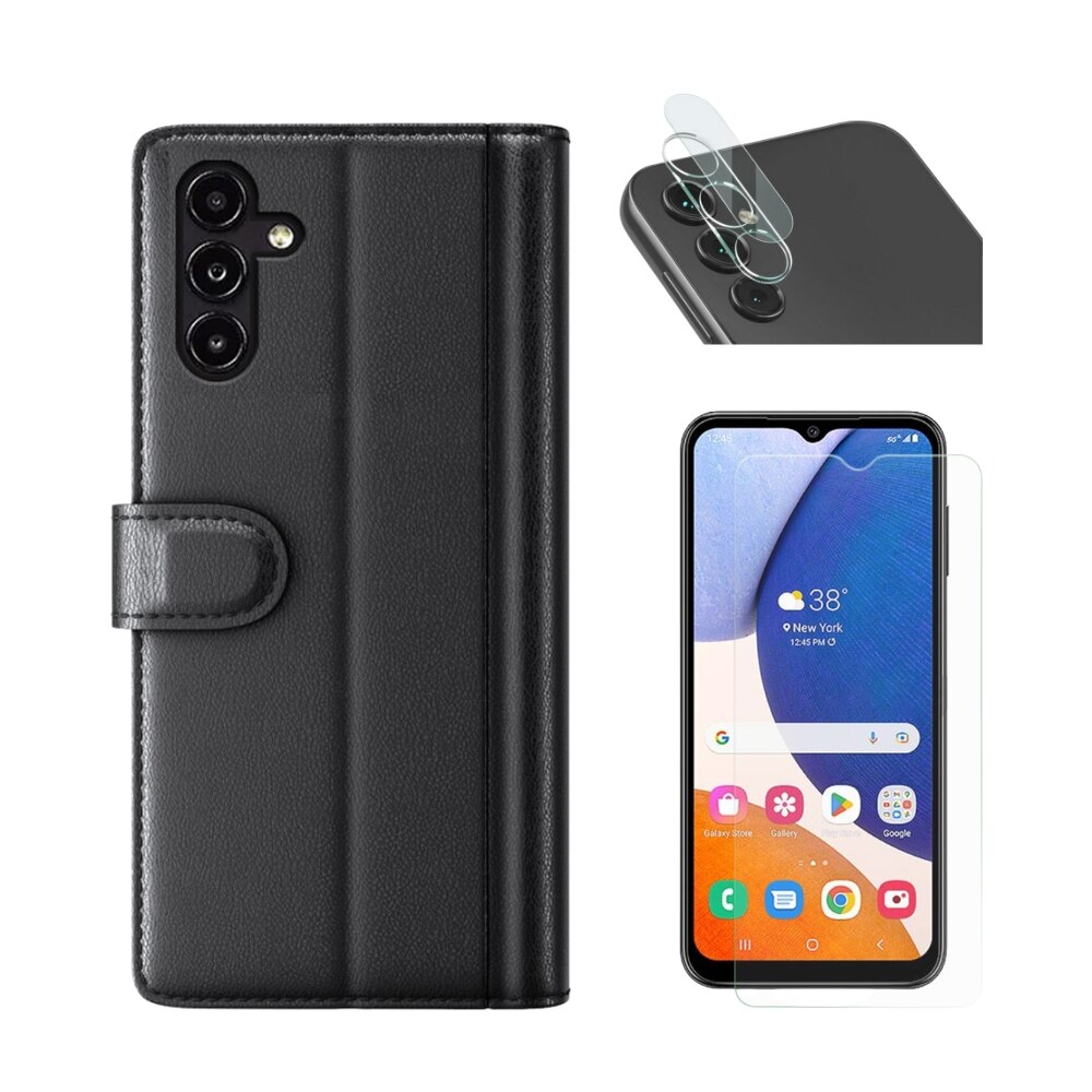 Kit per Samsung Galaxy A14: Cover portafoglio, proteggischermo e prottegilente