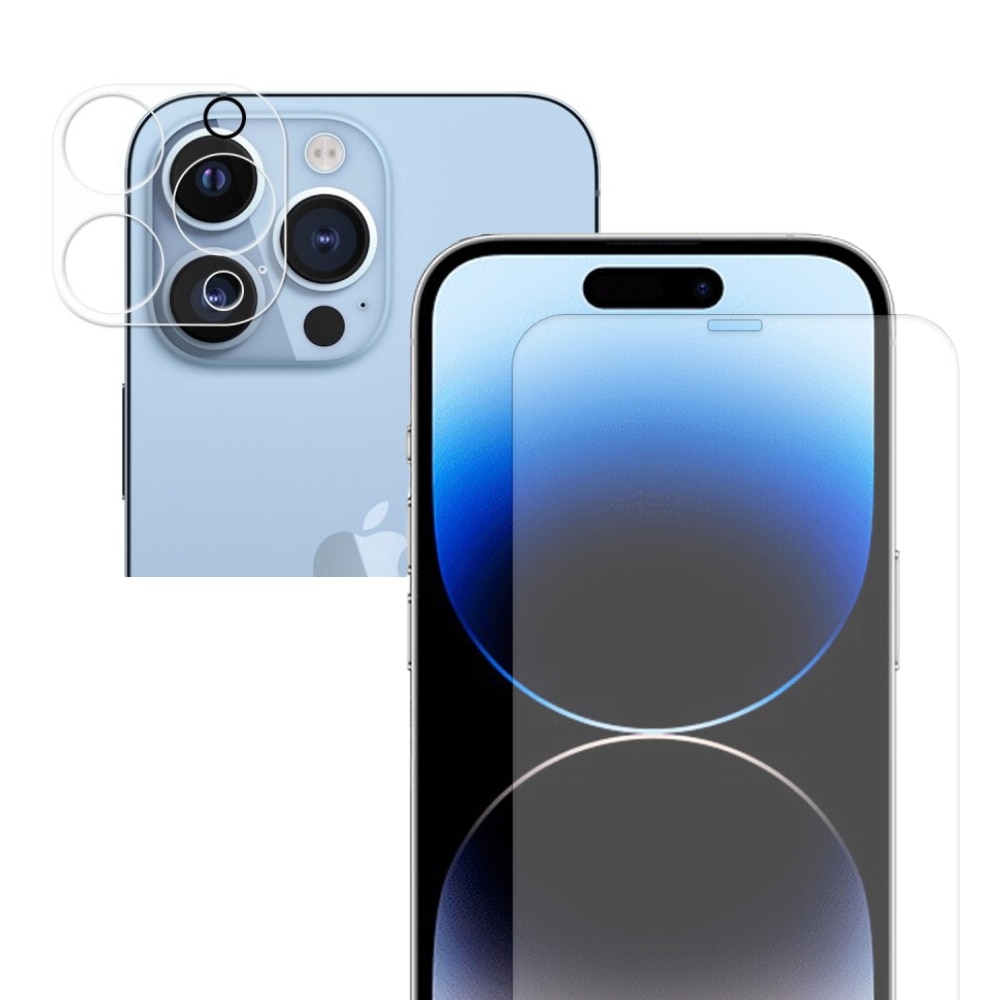 Proteggi-camera e proteggi-schermo in vetro temperato per iPhone 14 Pro