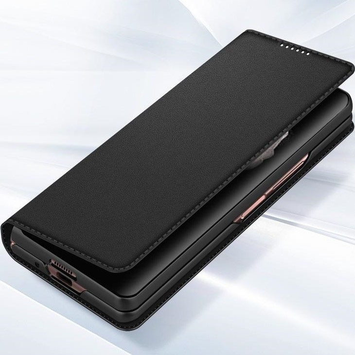 Custodia a portafoglio in vera pelle Samsung Galaxy Z Fold 5, nero
