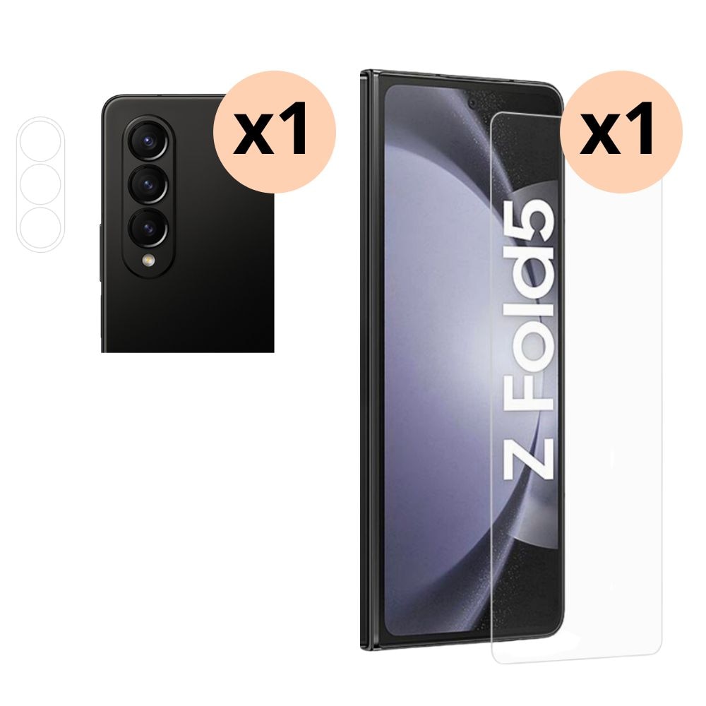 Proteggi-camera e proteggi-schermo anteriore in vetro temperato per Samsung Galaxy Z Fold 5