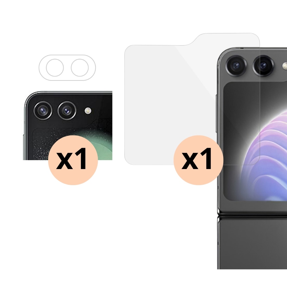 Proteggi-camera e proteggi-schermo anteriore in vetro temperato per Samsung Galaxy Z Flip 5