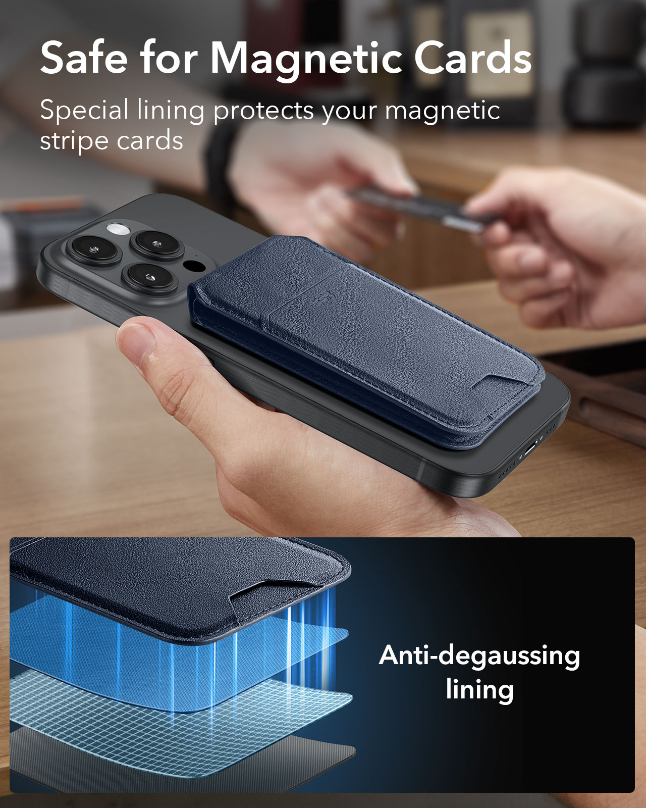 HaloLock MagSafe Wallet Stand Dark Blue