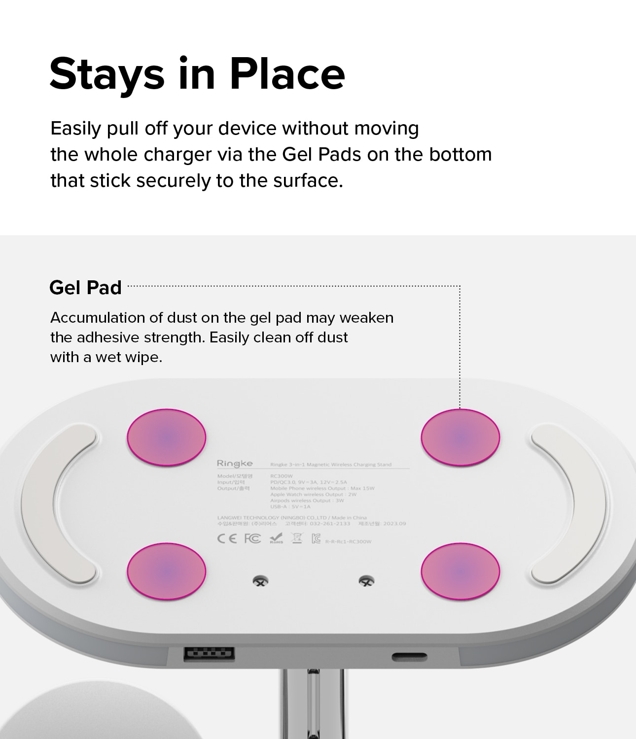 3-in-1 Wireless Charger Stand, bianco